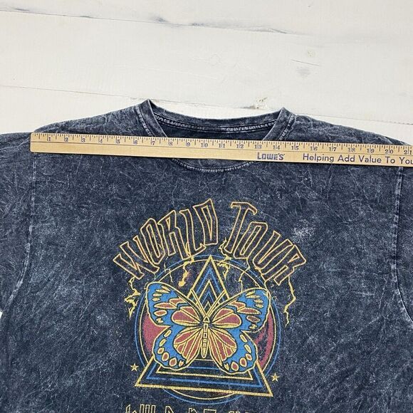 Just 'Cause World Tour Wild Beauty Acid Wash Graphic Band T-Shirt Size Large - Picture 6 of 13